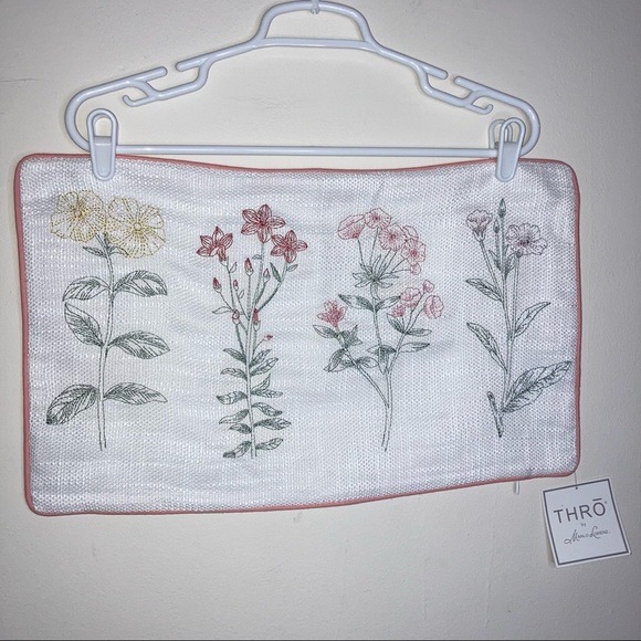 Thro by Marlo Lorenz Other - Faux Linen Flower Embroidered Pillow Case NWT 💐